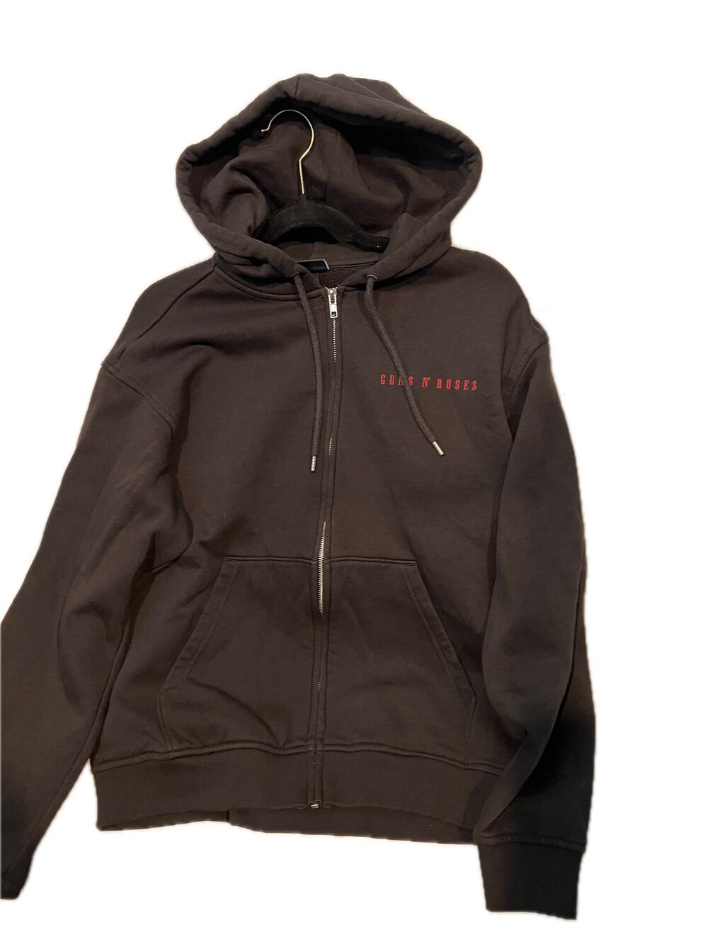 H&M + Guns N Roses Black Full Zip Up Hoodie Mens Small